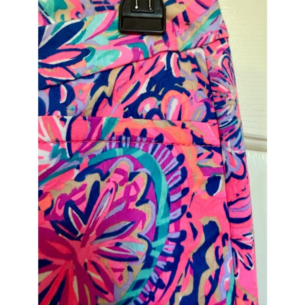 Lilly Pulitzer Print Pants Pink Blue Size 6 Slim Straight Ankle Preppy Resort - Picture 4 of 9